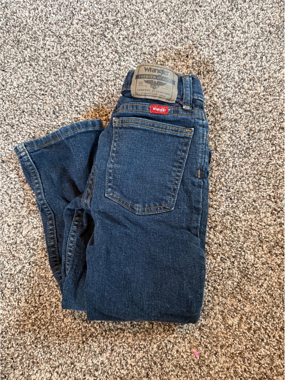 Wrangler Boys Classic Boot Dark Blue Denim Jeans Size 5 Elastic Waistband